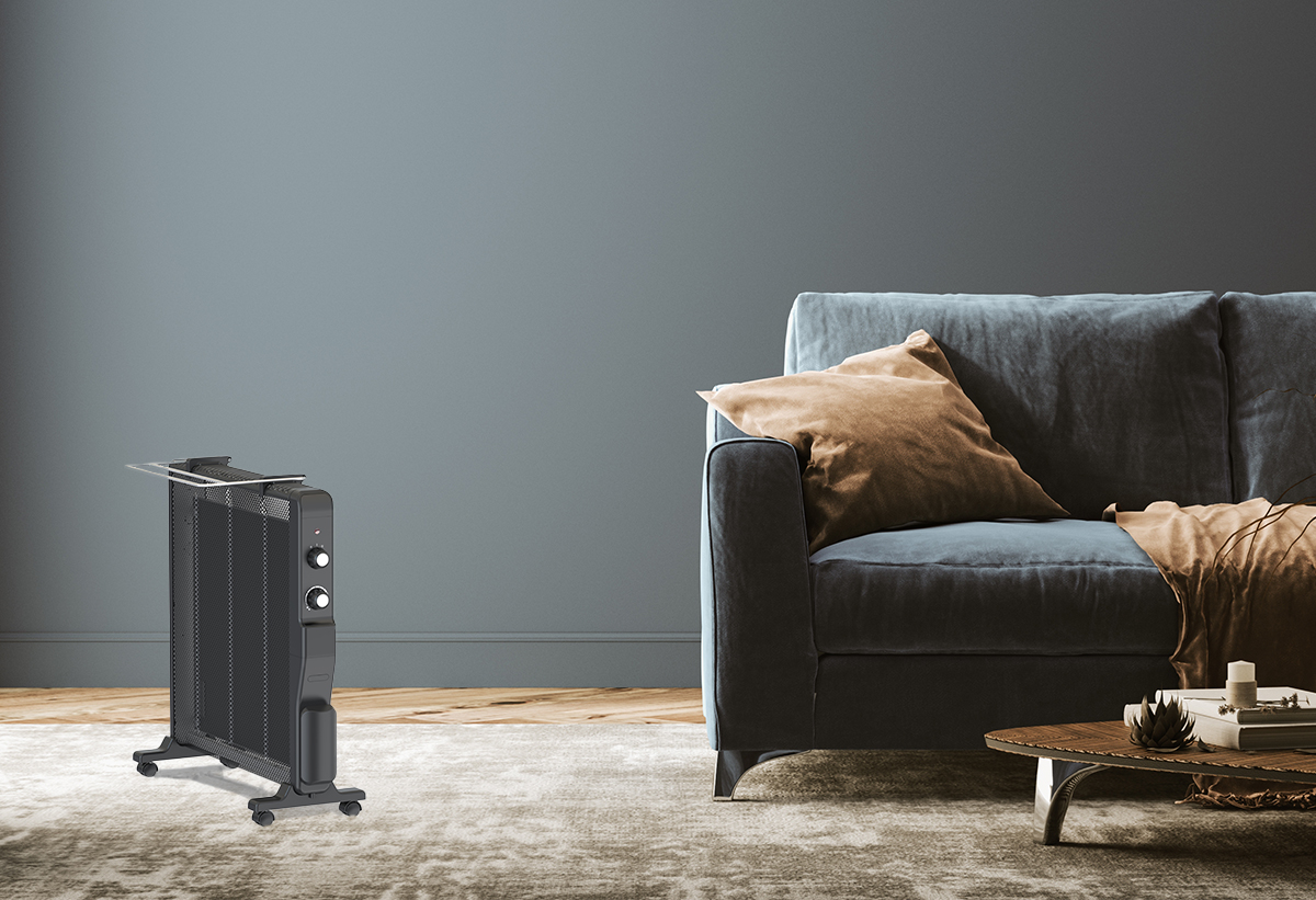 Εδώ απεικονίζεται η θερμάστρα στο χώρο του σαλονιού.